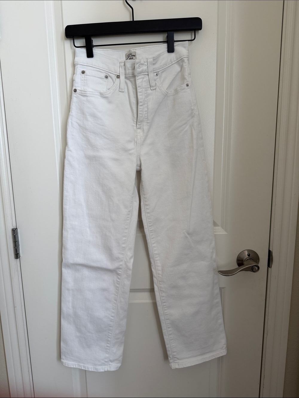 J. Crew White High-Rise Straight-Leg Jeans